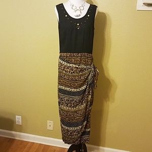 Long black/brown wrap black designer dress